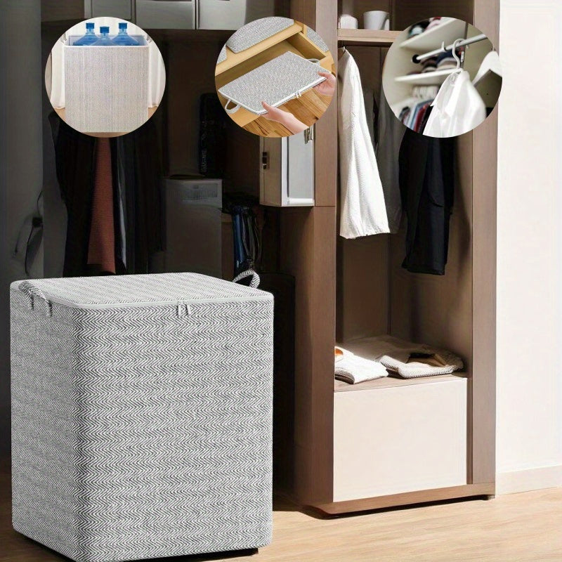 Kiyimlar, o'yinchoqlar va boshqa saqlash uchun qopqoq va tutqichlari bo'lgan mustahkam katta quti.