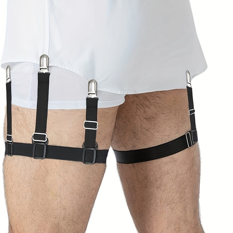 Men's Shirt Stays Nylon Business White Adjustable Shirt Garters for Tucking