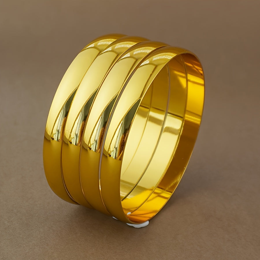 Set of 4 Gold-Plated Copper Boho Style Bangles for Women Daily Wear and Parties