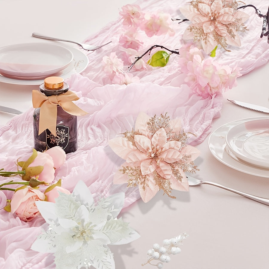 Artificial Flowers Set of 4 Red 5.5 Inch Stems with Clips for Decorations