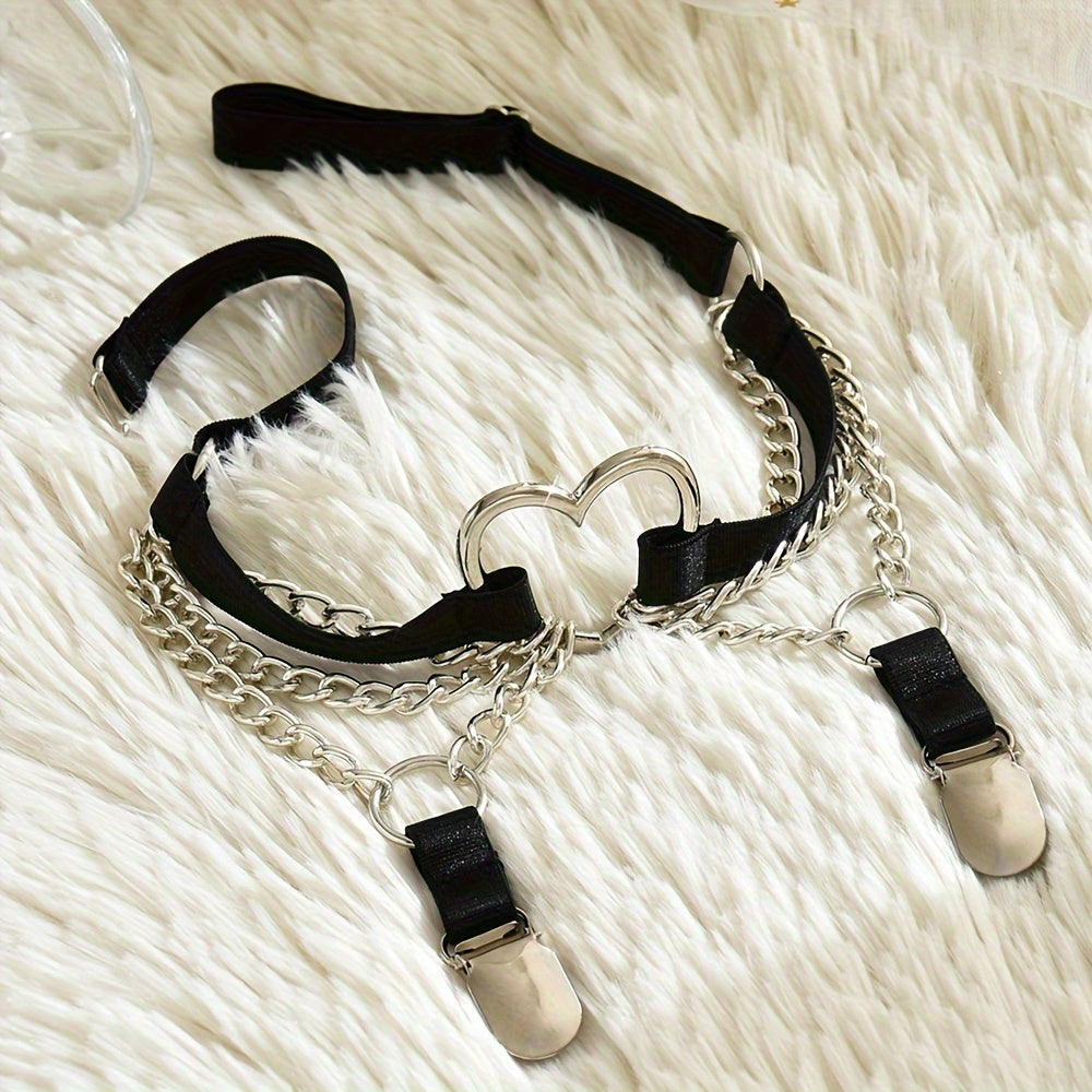 Women's Leg Jewelry with Love Rings Chains and Garter Clips for Sexy Wear