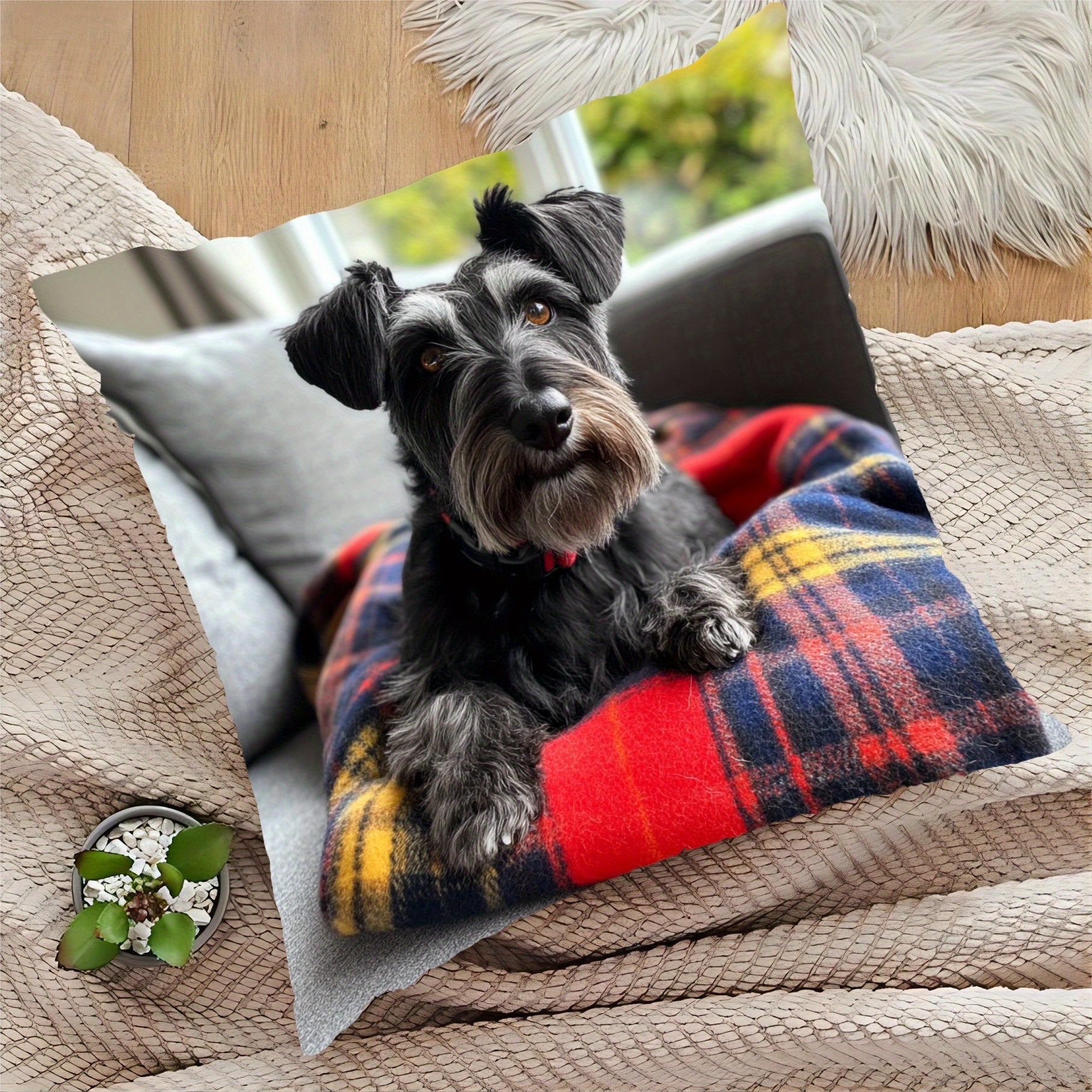 Soft Polyester Pet Blanket Tartan Cozy 45.72x45.72 cm for Sofa and Bed
