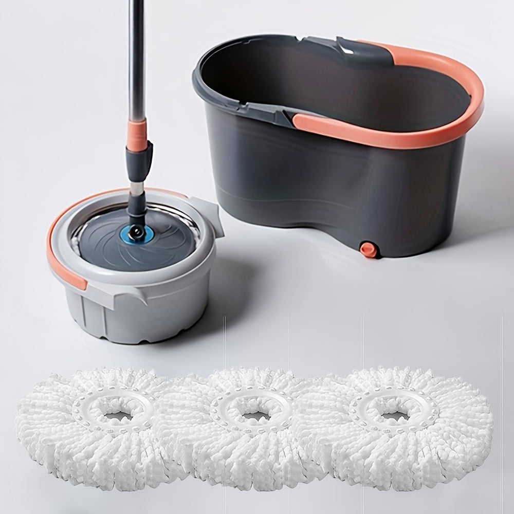 Spin Mop and Bucket Set with 3 Replacement Heads, Stainless Steel, Wet and Dry Cleaning