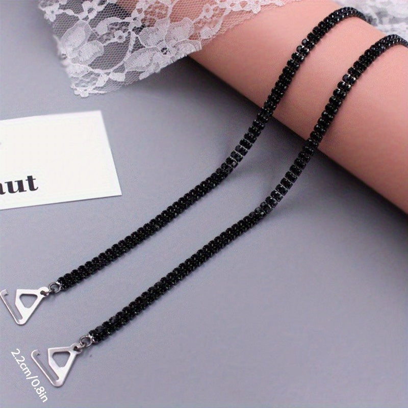 Invisible Bra Straps Set with Gold Water Drill Back Accessories for Summer Women