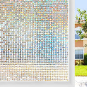 Frosted Retro Mosaic Grid Privacy Glass Film Heat Insulation Sun Protection
