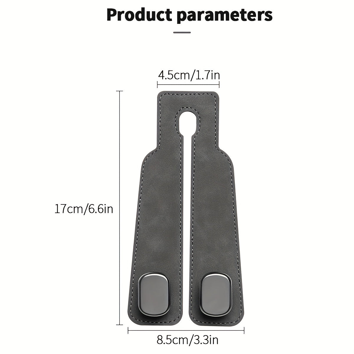 Car Seat Back Hooks Black Red Stitch Synthetic Leather 2 Pack