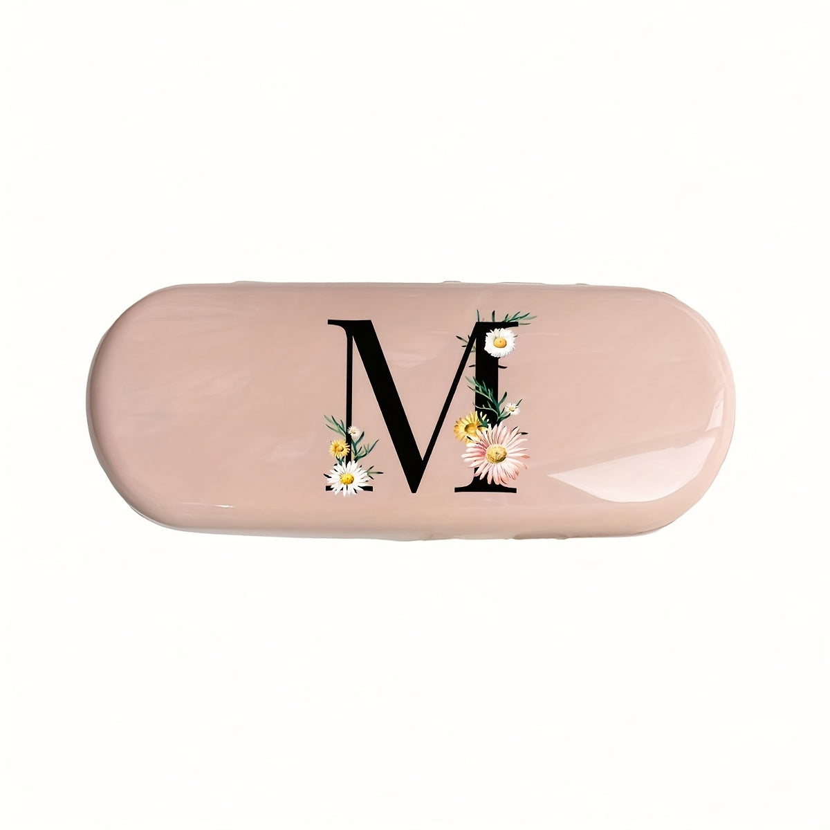 Pink Floral Monogram Glasses Case Waterproof Dustproof Compact Plastic Storage Box for Men and Women