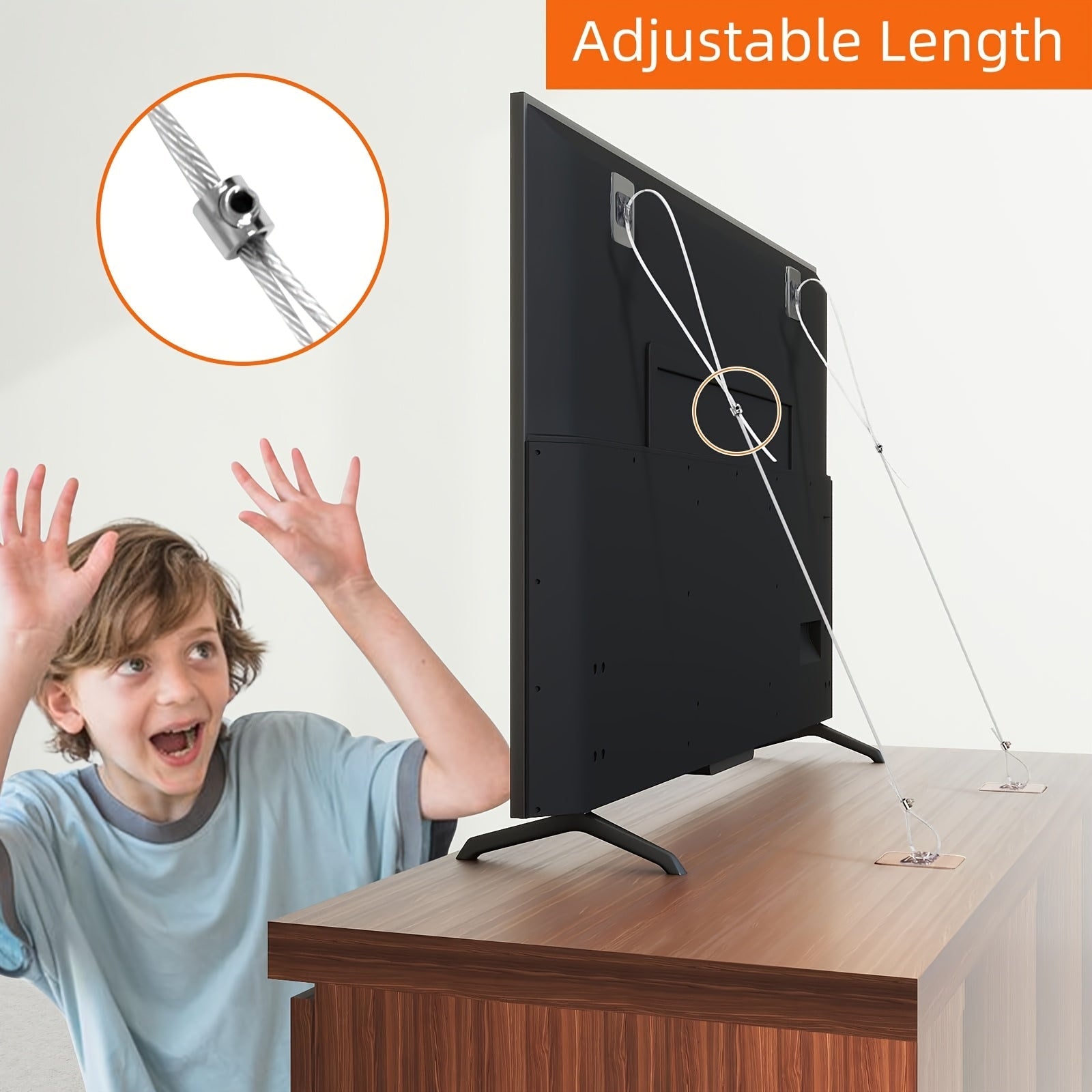 Adjustable 40-Inch TV Wall Strap Anti-Tip Furniture Safety Anchor
