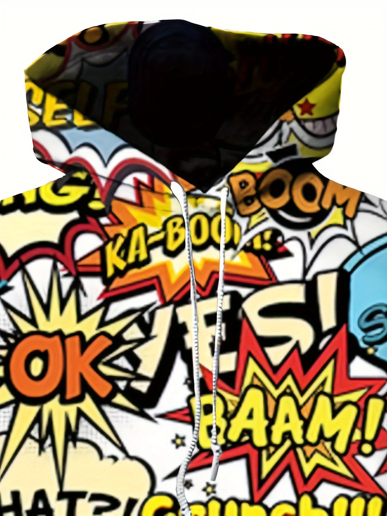 Men's Retro Comic Style Graphic Hoodie with Superhero Print Long Sleeve Fall Winter