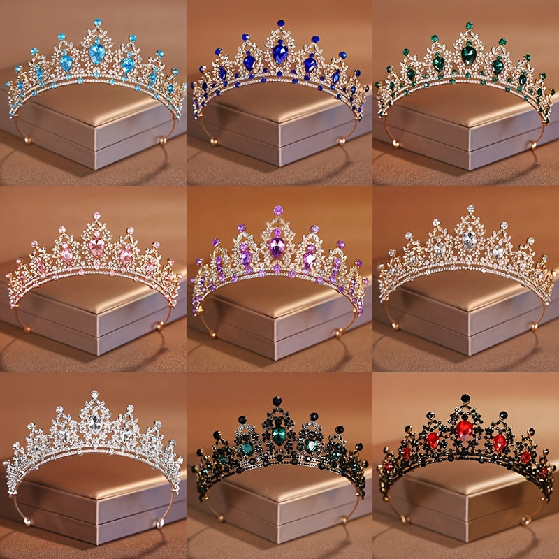 Bridal Tiara with Purple Crystals and Korean Princess Crown for Women