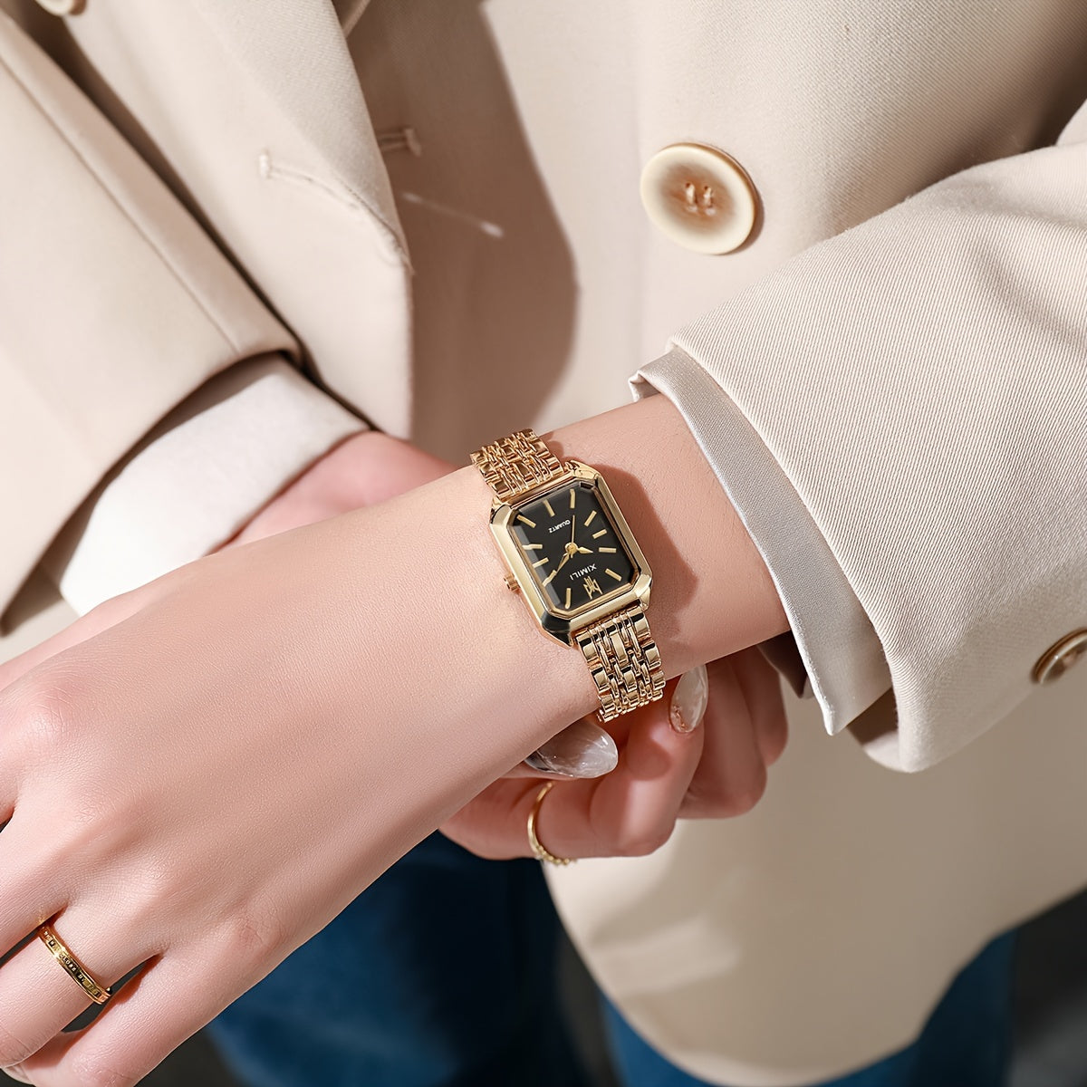 Women's Gold Analog Wrist Watch Business Style Daily Wear