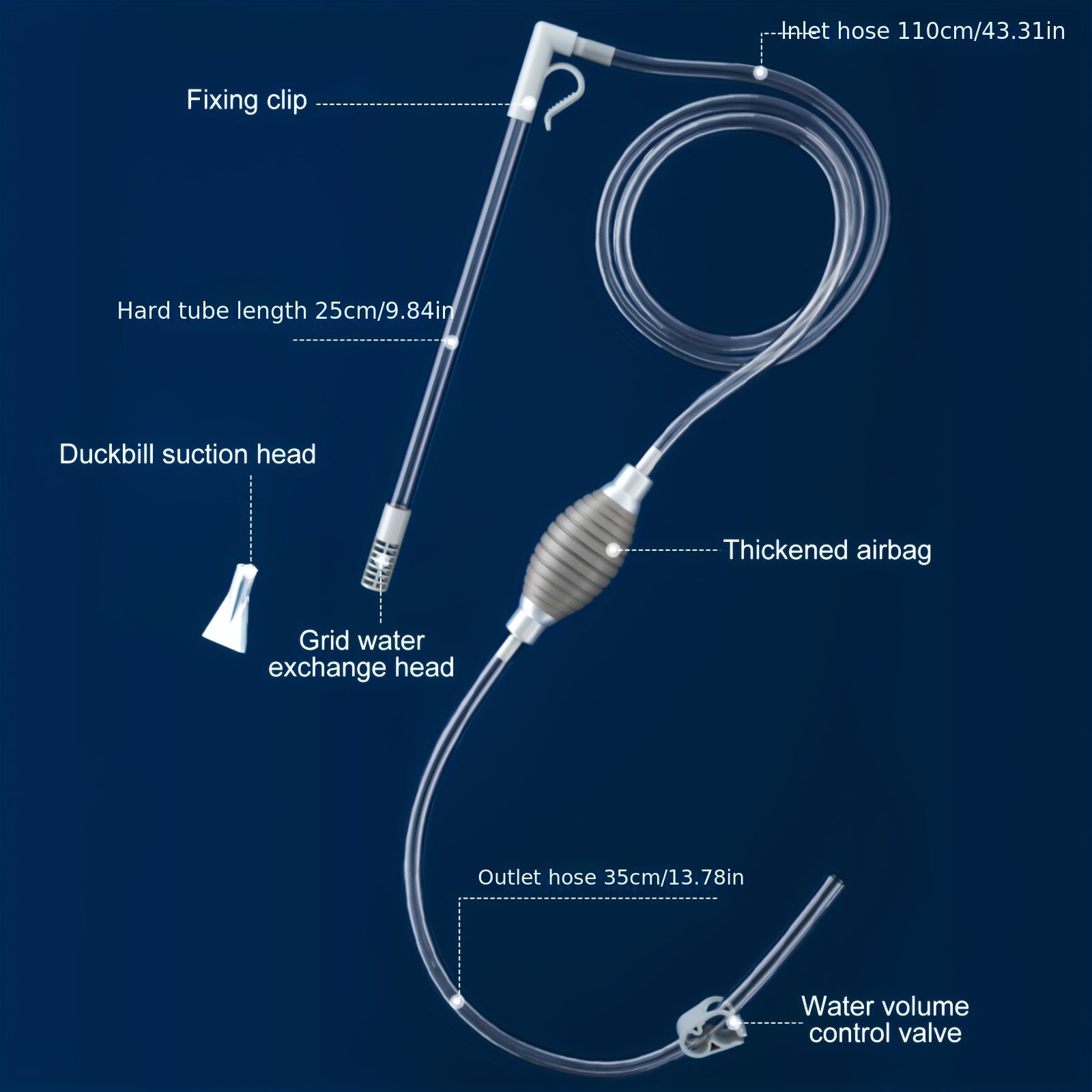 Aquarium Water Changer and Sand Washer Plastic Fish Tank Maintenance Tool