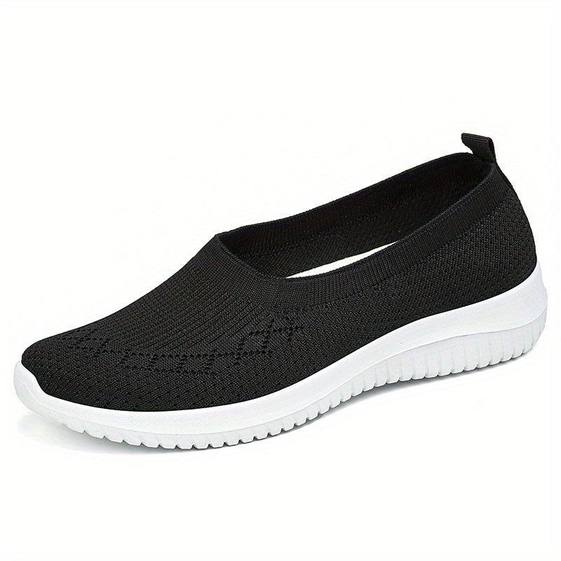 Women's Light Gray Breathable Mesh Slip-On Sneakers with Star Pattern