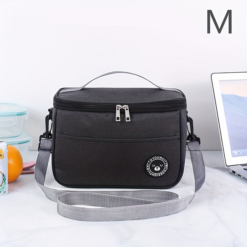 Large Capacity Portable Lunch Bag Cationic Oxford Cloth Thermal Bento for School and Kitchen