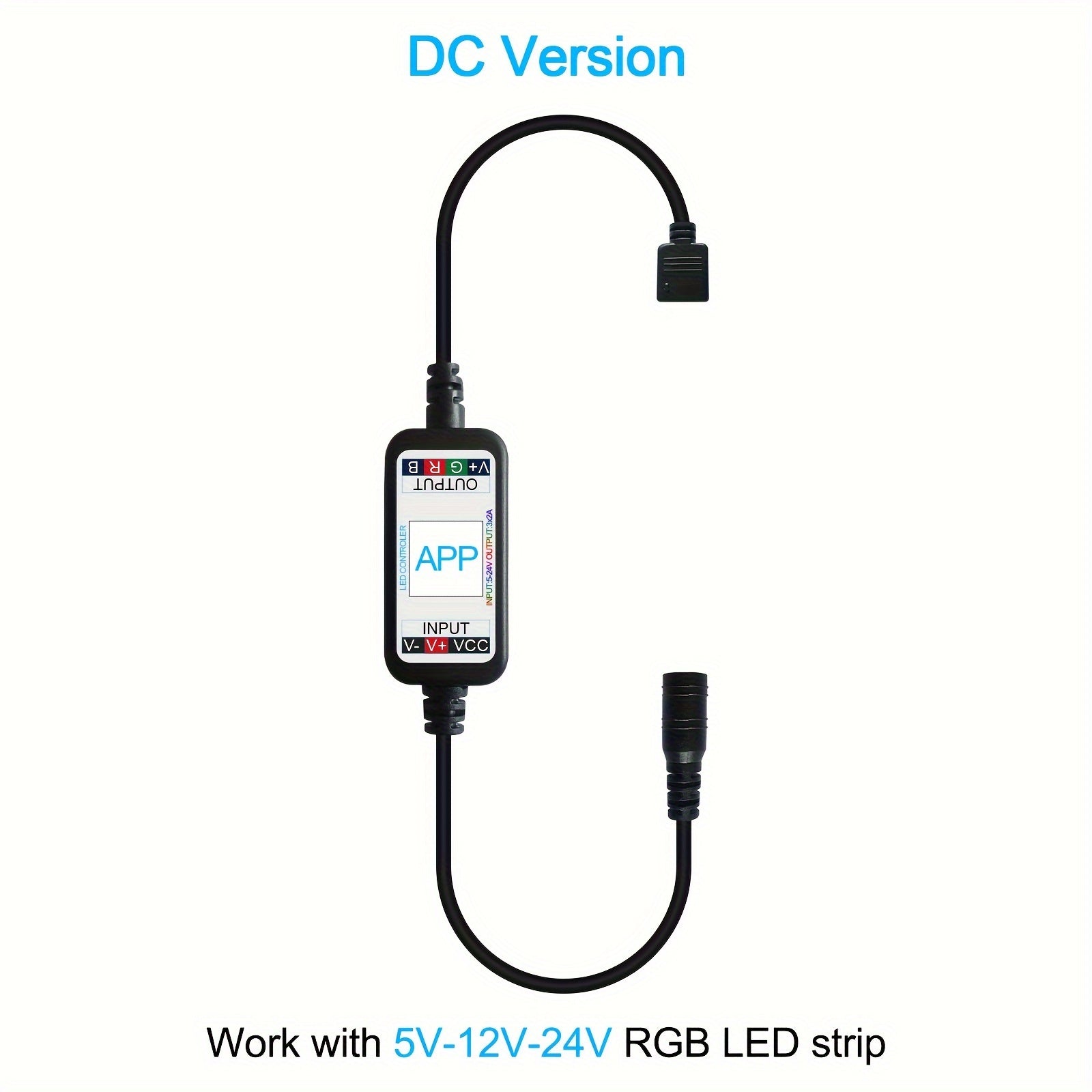 Wireless RGB LED Strip Controller App Control USB Powered Compatible with 5V-24V DC Lights Music Sync