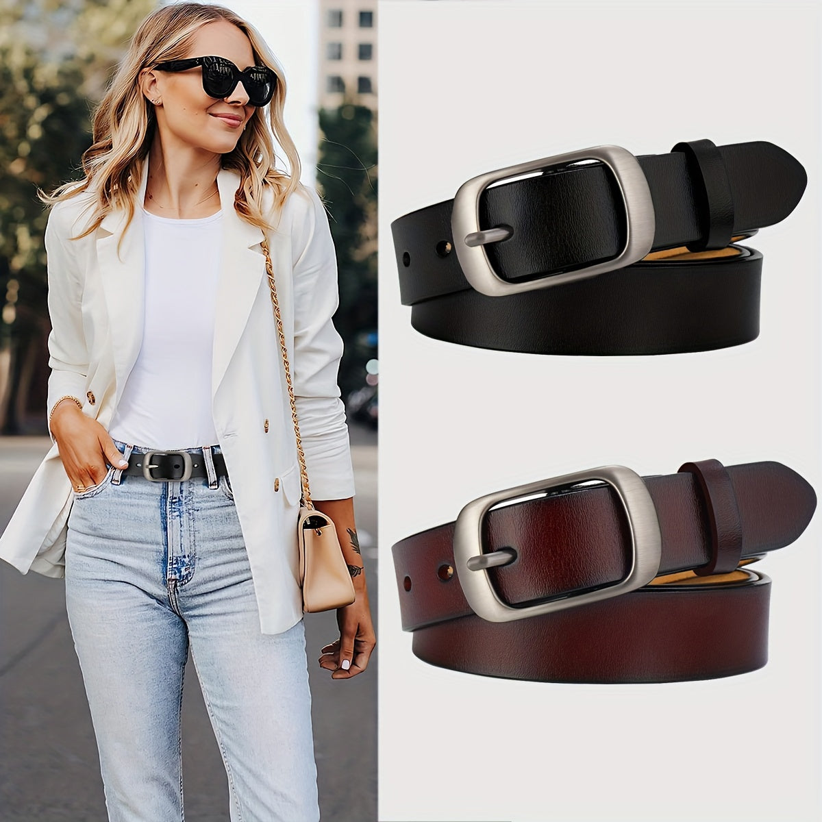 Women's Cowhide Leather Waist Belt for Jeans and Pants Stylish and Versatile