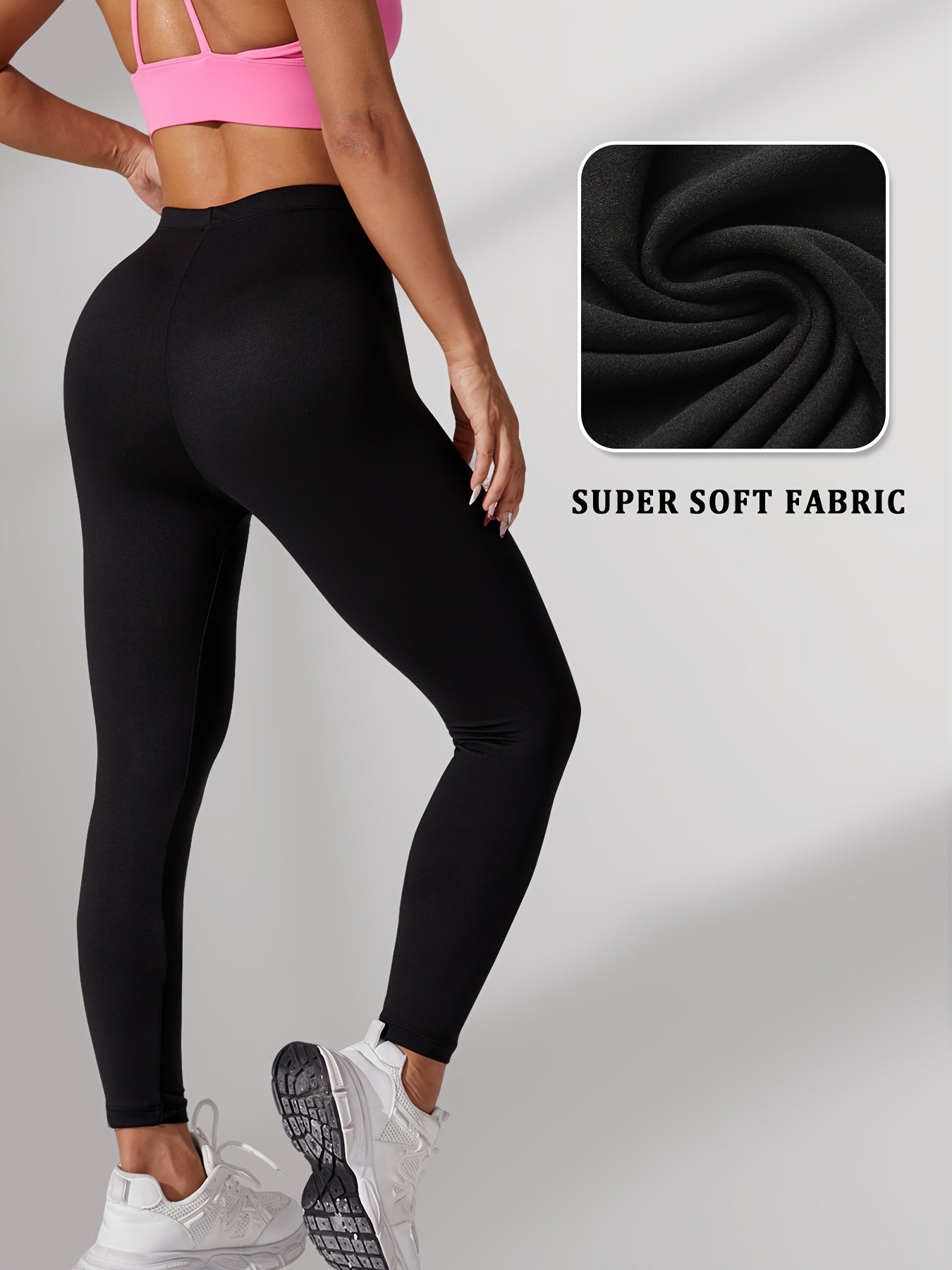 Plus Size Women's Soft High-Elasticity Non-See-Through Workout Leggings for Running and Yoga Set of 5