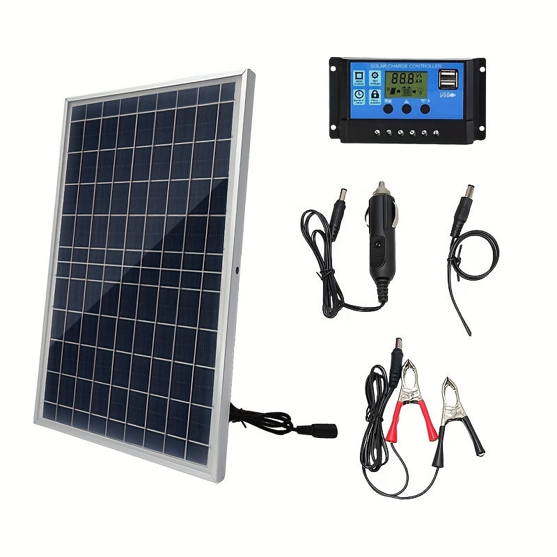 Portable Solar Charger Kit with 18V DC Interface and 60A/80A/100A Controller for Camping Hiking Vehicles Boats