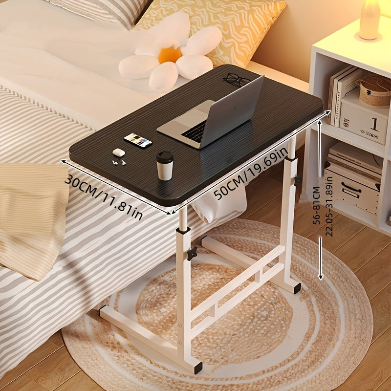 Adjustable Height Computer Desk for Bedroom and Living Room in Black White Walnut