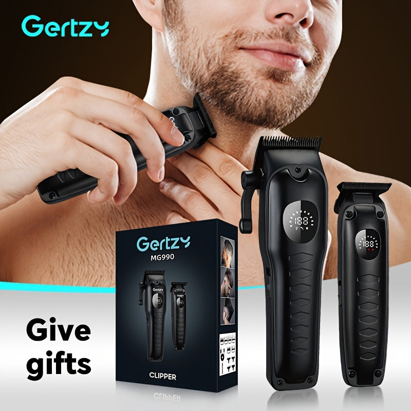 Electric Hair Clipper Set with USB Rechargeable Lithium Battery and Digital Display for Men and Barbers