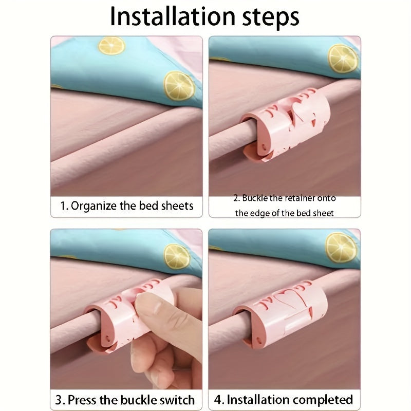 Set of 6 Pink Heart-Shaped Bed Sheet Fasteners Clips for Secure Bedding