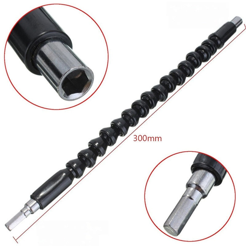 Universal Flexible Metal Hex Shank Drill Bit Extension 300mm Black