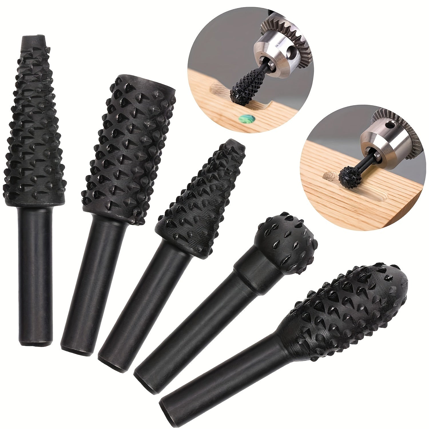 5/10pcs Wood Carving File Rasp Drill Bits 1/4 Inch 6mm Rotary Burrs for Engraving Polishing and Shaping