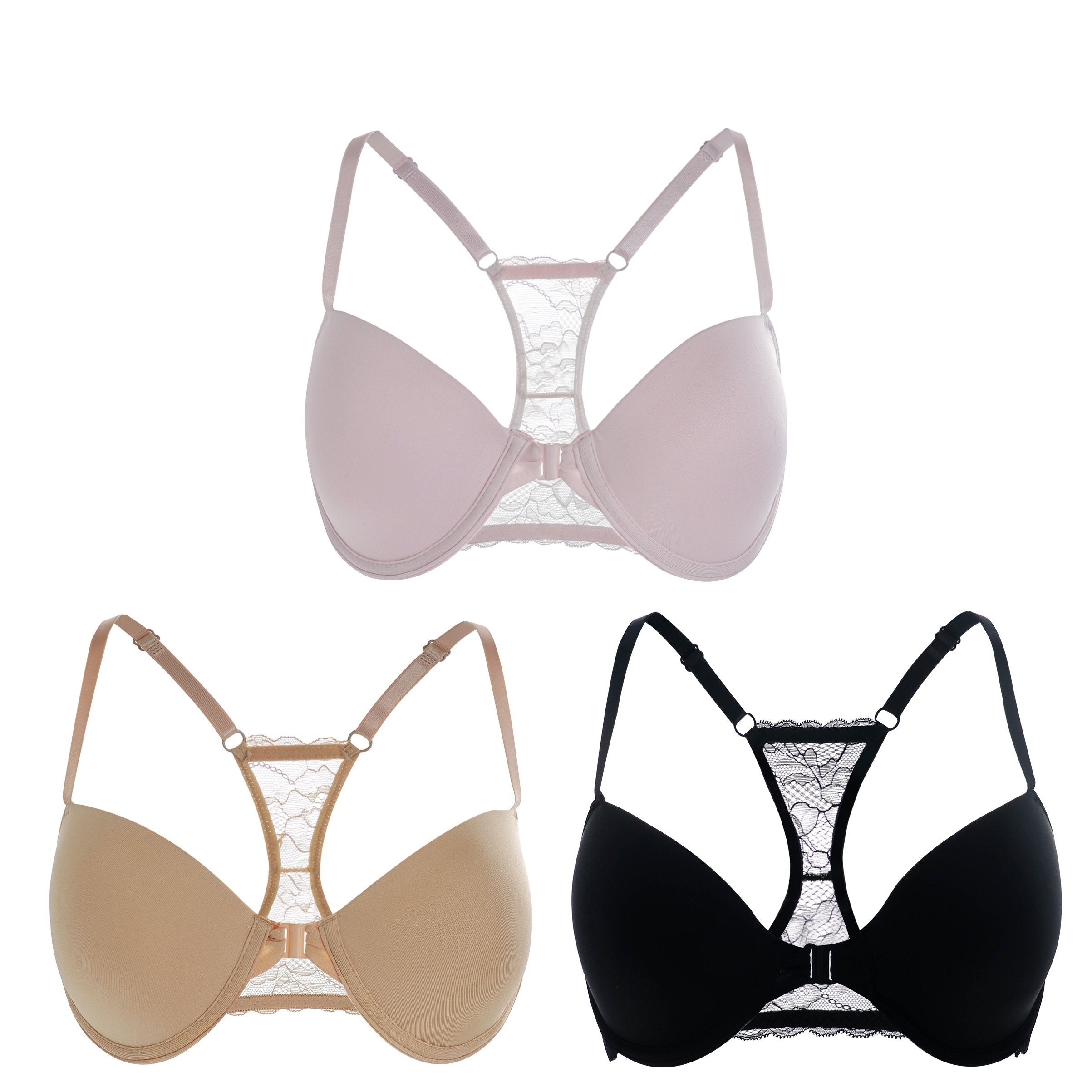 Women's Lace Push Up Bras with Front Buckle, Comfortable Breathable Lingerie