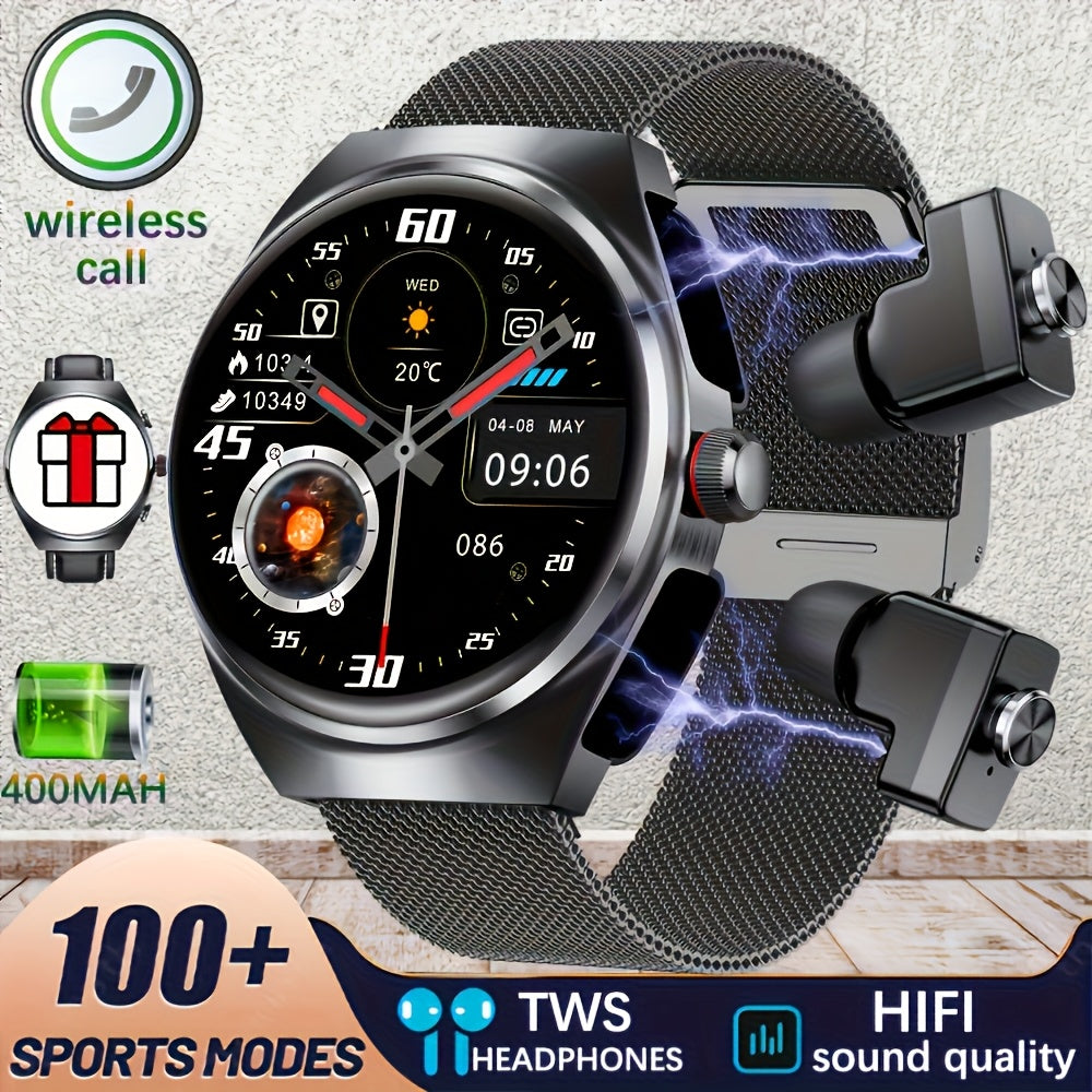 2-in-1 Smartwatch with 1.53 IPS Screen for Calls Fitness Sleep Tracking Pedometer Men Women