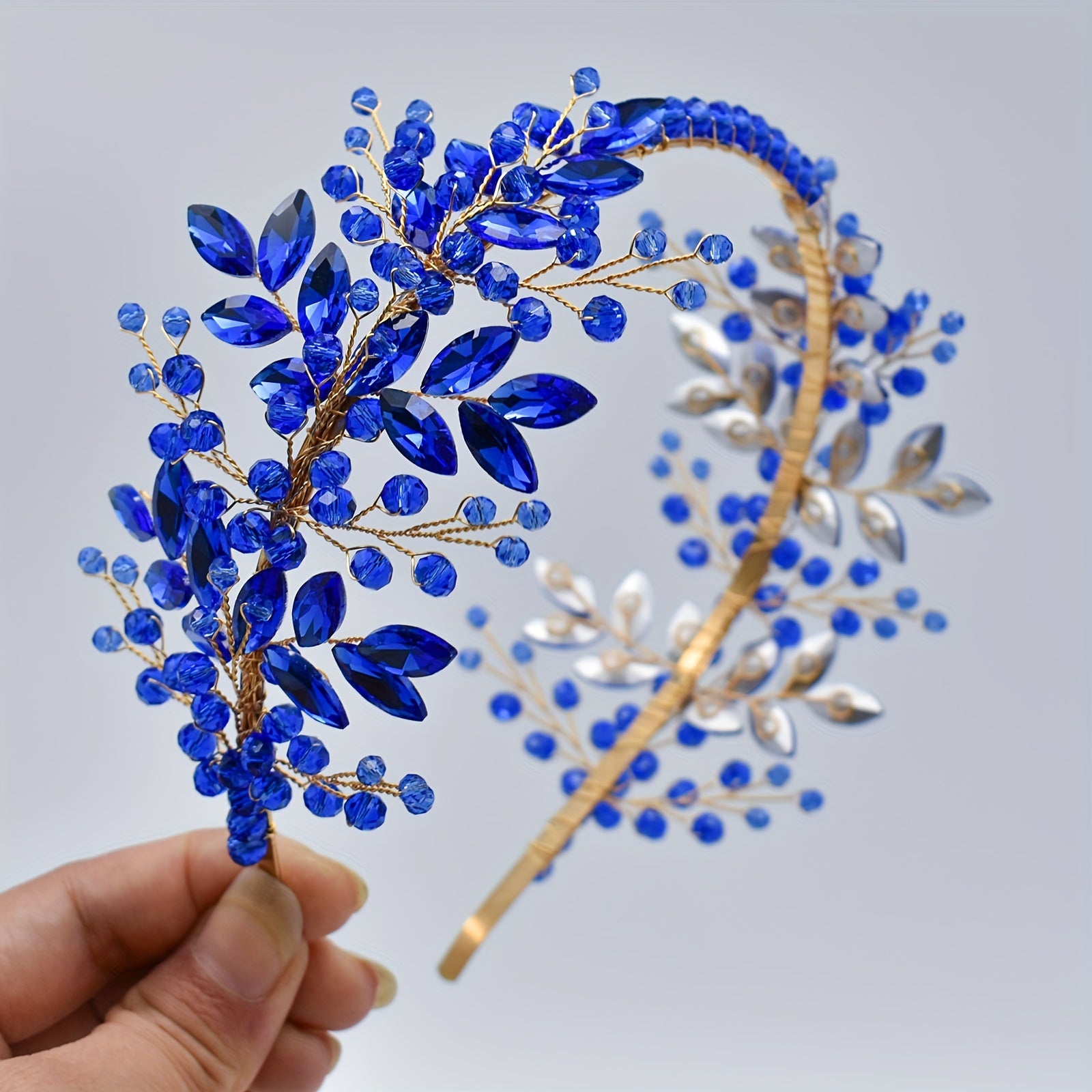 Crystal Headband Tiara for Women in Red Green and Blue for Weddings Proms and Parties