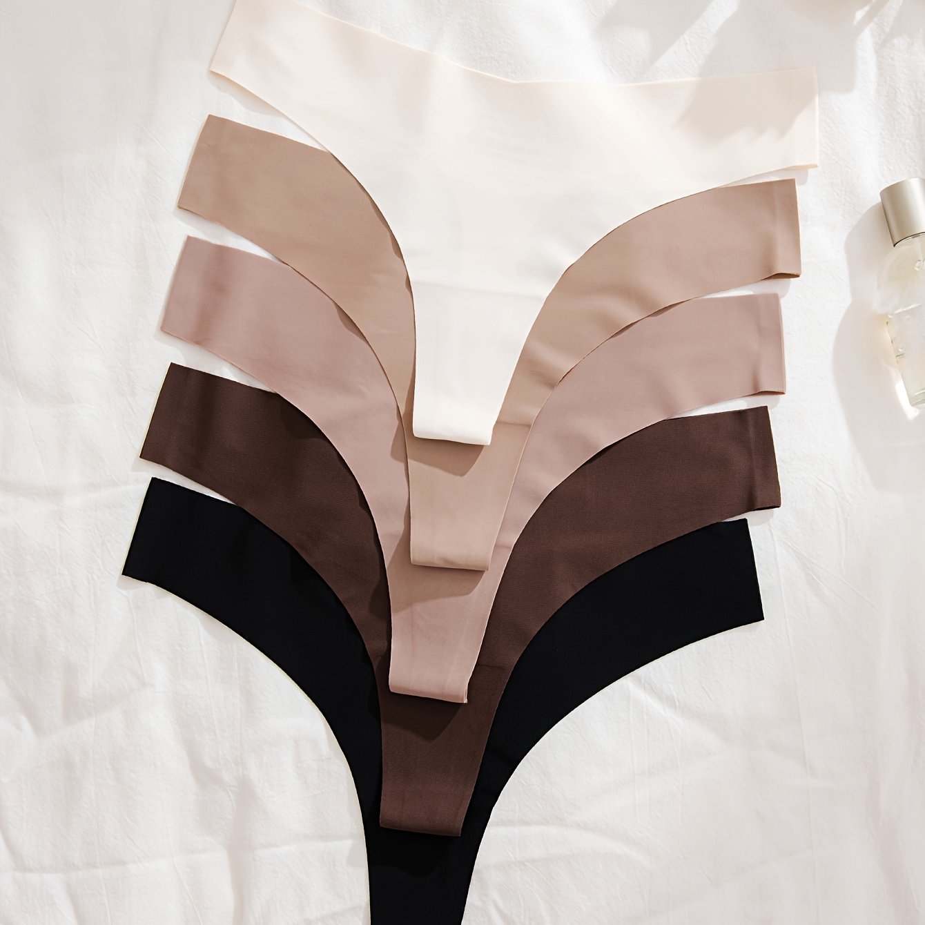 Pack of 5 Seamless Solid Women's Thongs Breathable Comfortable Underwear