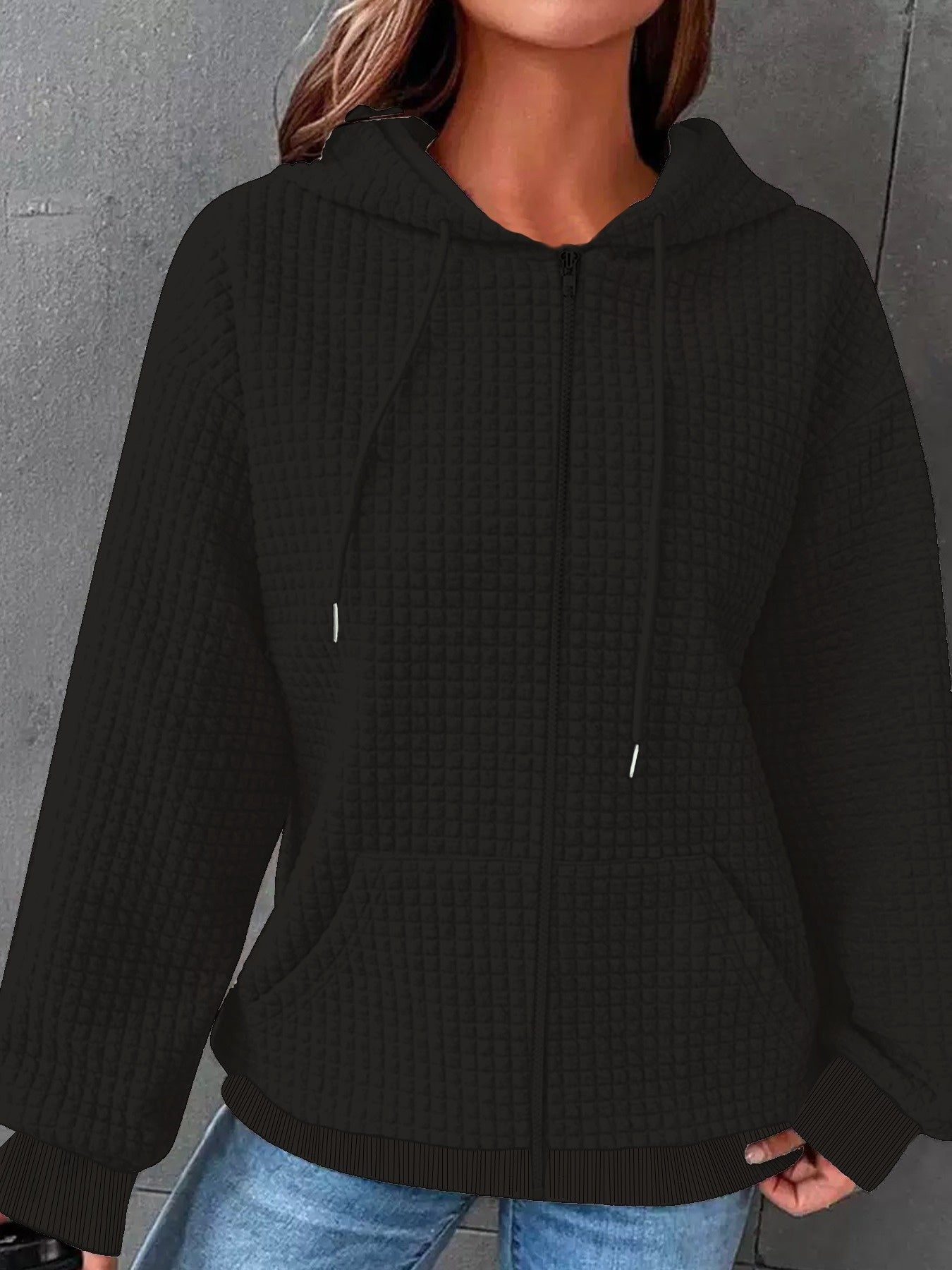 Women’s Waffle Knit Hooded Jacket with Red Rose and Wing Print Lightweight Casual Bomber