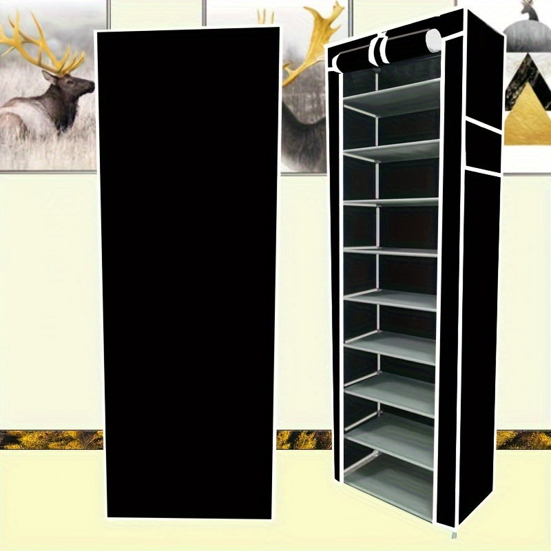 10-Tier Shoe Rack with Dustproof Cover Space-Saving Multi-Layer Shoe Organizer for Home Dorms