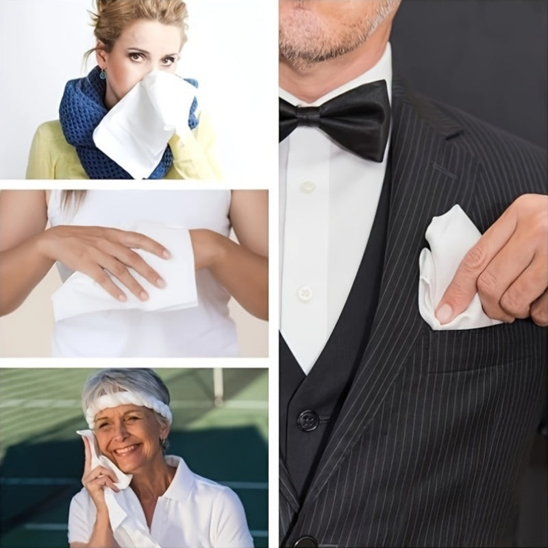 12-Pack White Polyester Handkerchiefs Gift Set for Special Occasions