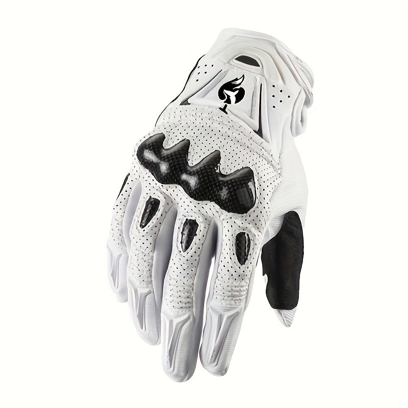 Men's Faux Leather Full Finger Motorcycle Gloves All-Season Protective Gear