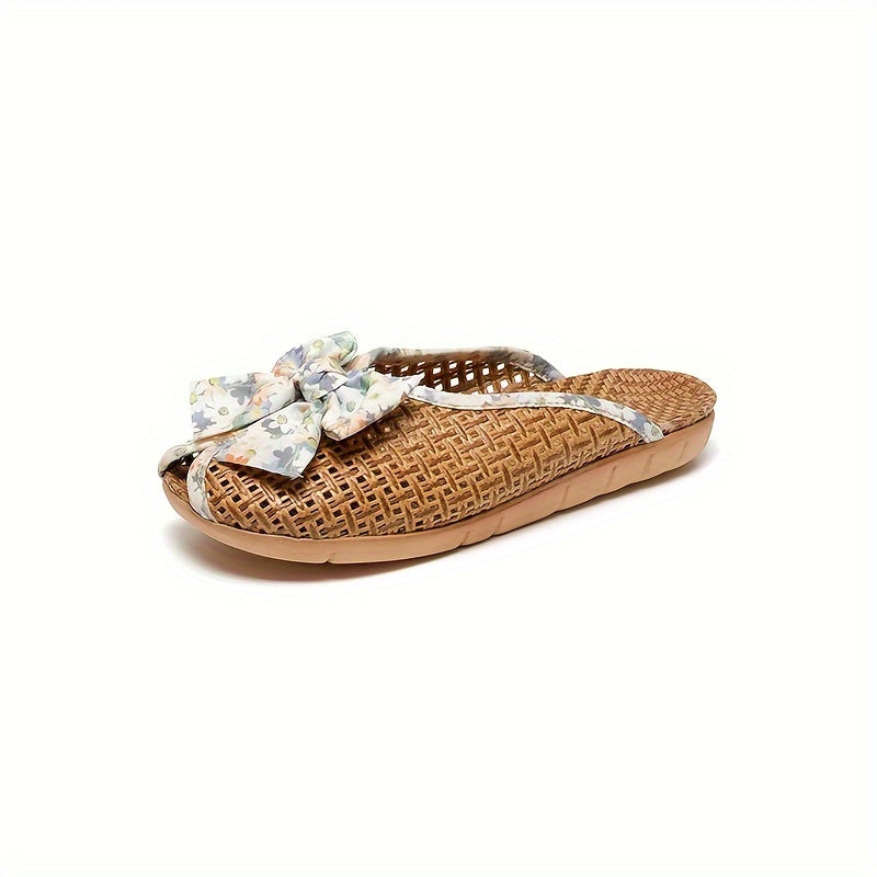 Women Summer Woven Grass Slippers Non-Slip Indoor Shoes