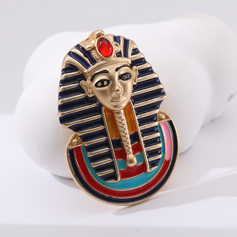 Egyptian Pharaoh Enamel Brooch Pin for Men and Women Costume Jewelry
