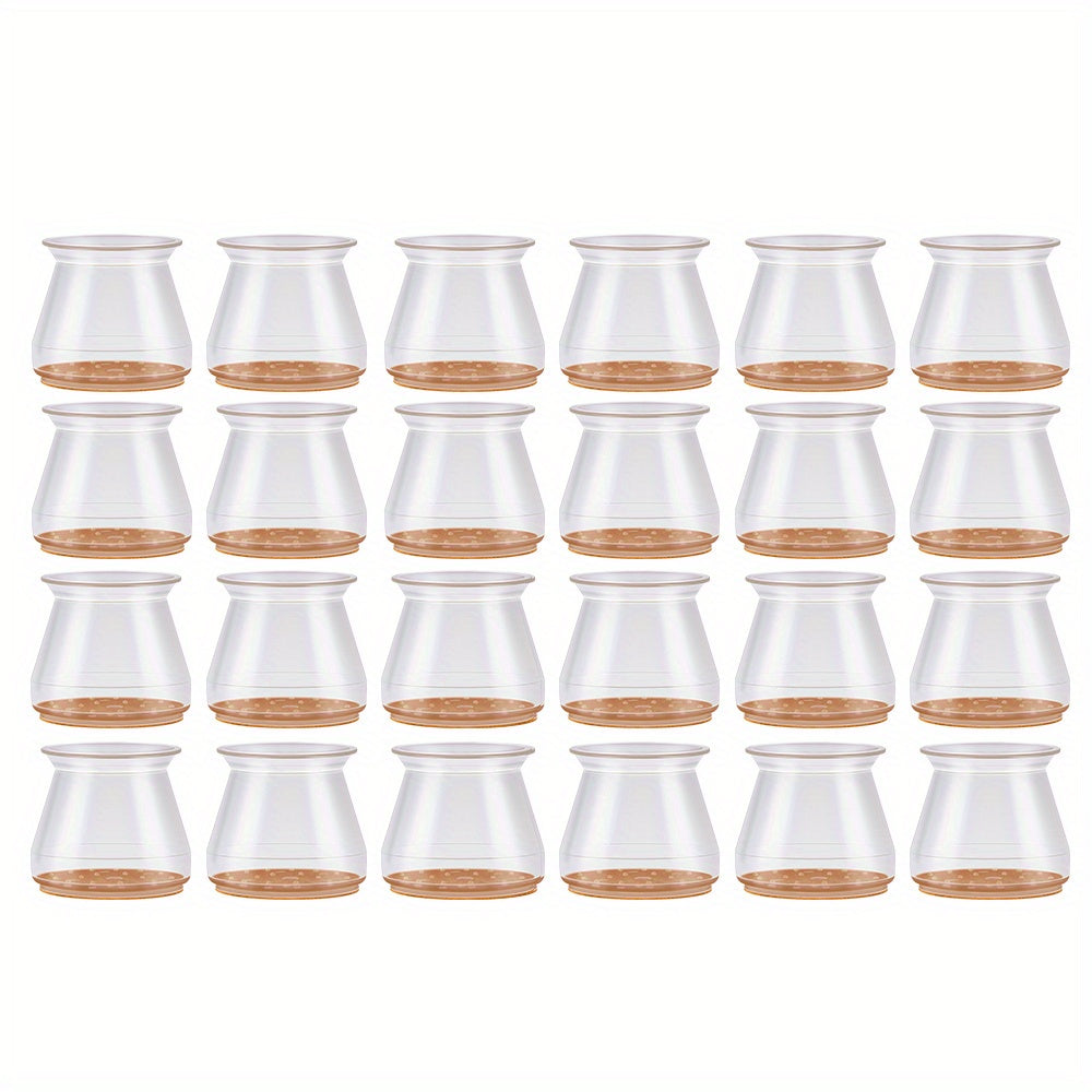 24 Transparent Silicone Chair Leg Protectors with Felt Pads for Floor Scratch Noise Reduction