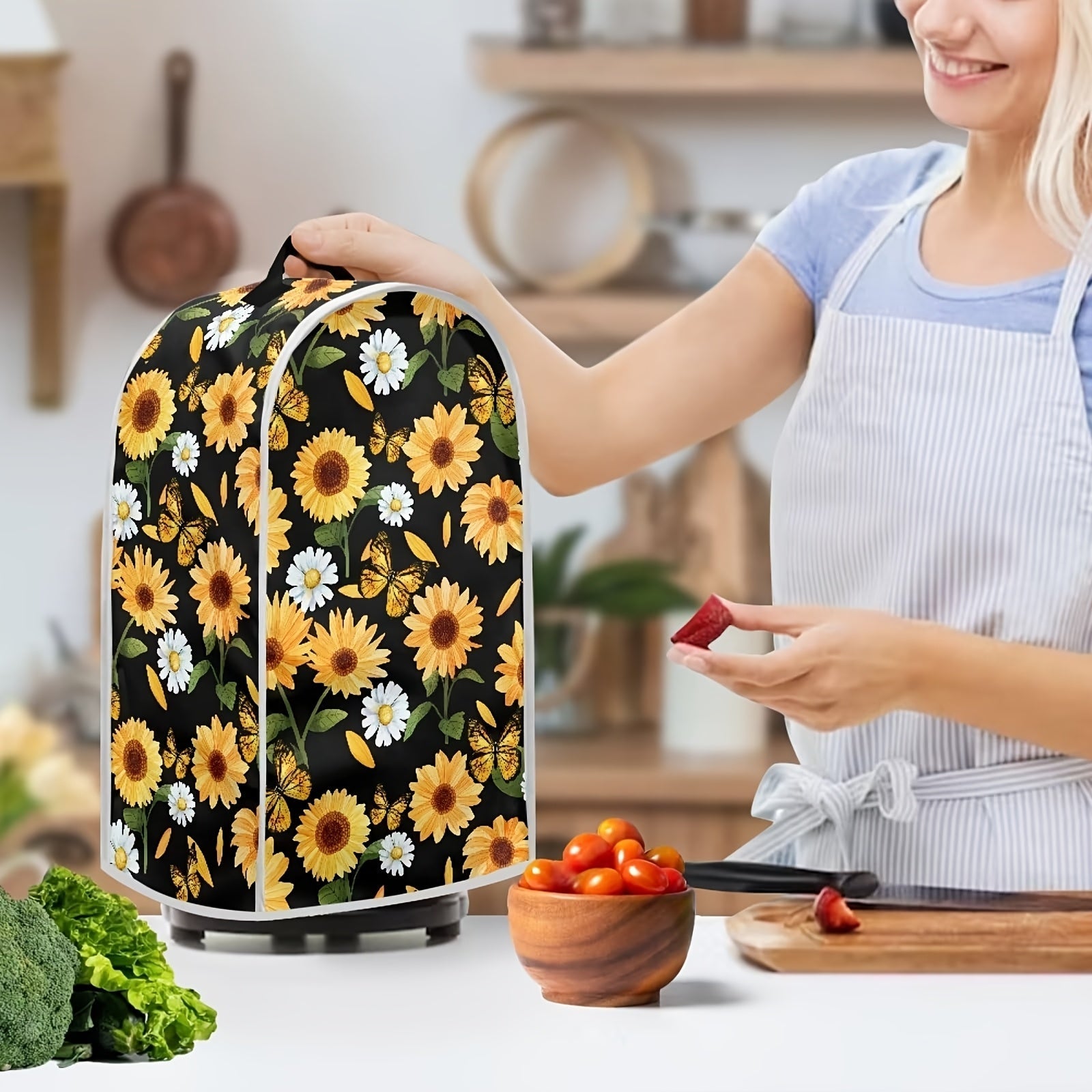 Kitchen Appliance Cover Sunflower Pattern Dust Protector for Blender Juicer Coffee Maker