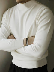 Adult Long Sleeve Mock Neck T-Shirt Polyester Blend Solid Color Casual