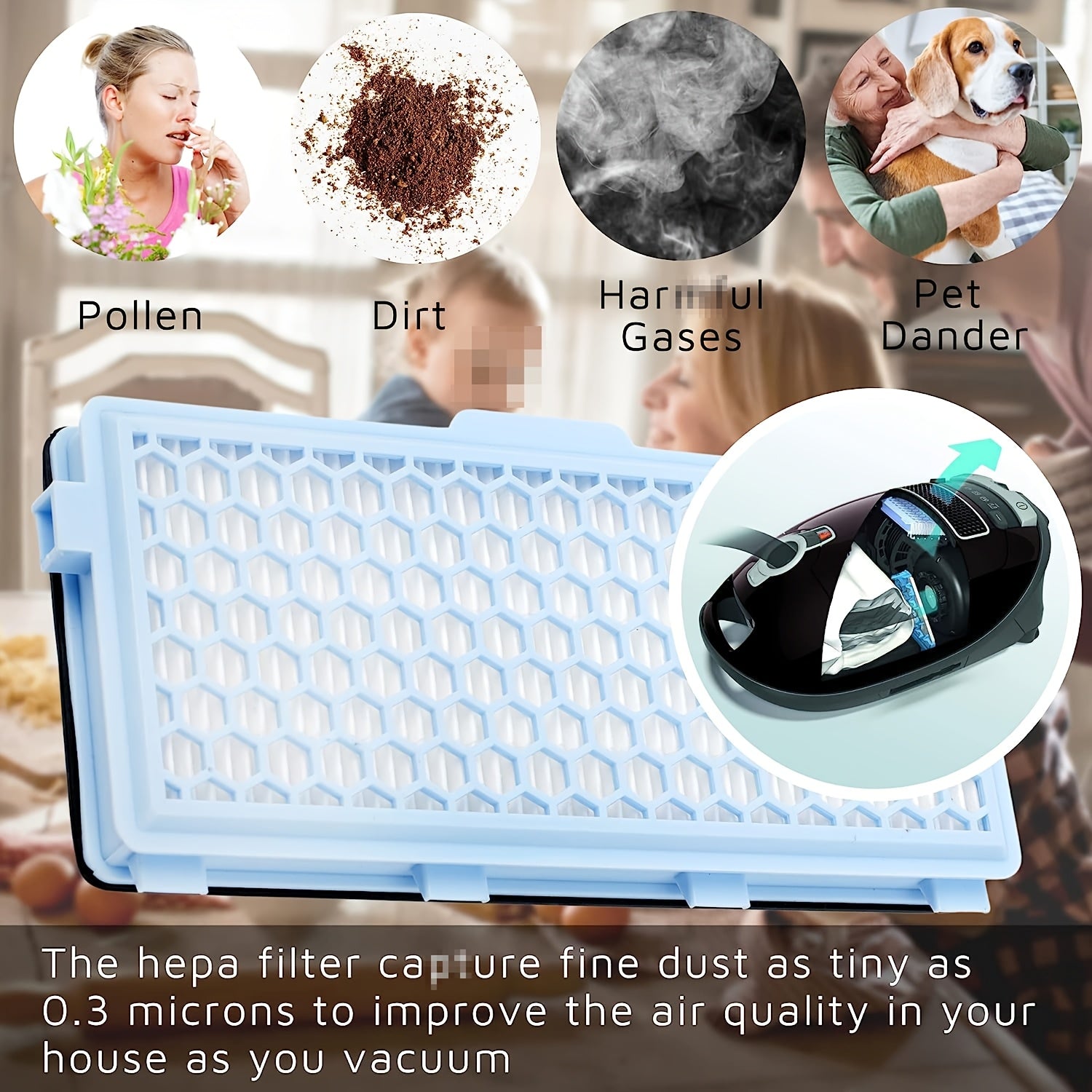 Set of 2 HEPA Filters for Vacuum Cleaners Compatible with S4 S5 S6 S8 C2 C3