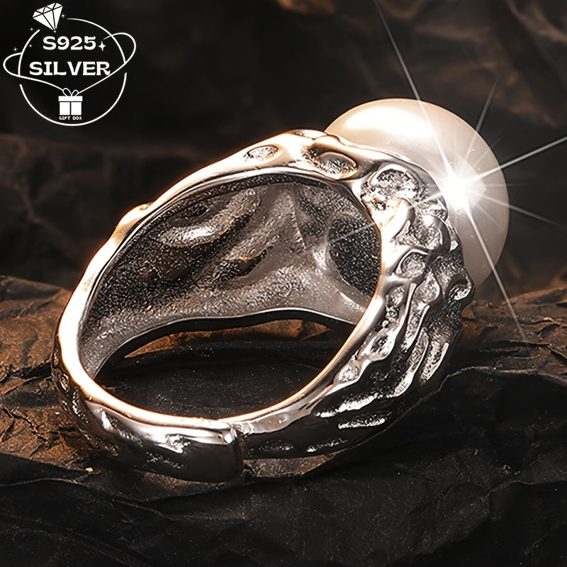 Kuzatuvchi ayollar uchun kumush Pearl ochiq uzuk, kundalik kiyimlar va maxsus tadbirlar uchun mos