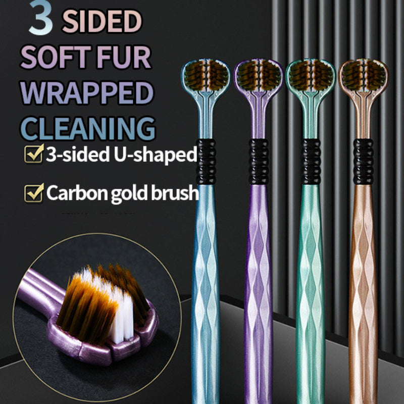 Set of 4 and 2 U-Shaped Toothbrushes for Adults Soft Nylon Bristles Tongue and Teeth Cleaning