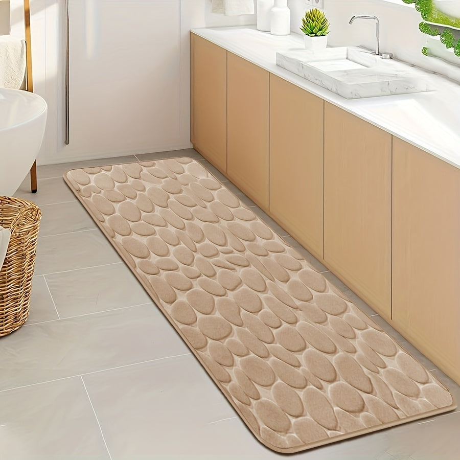 Quick-Dry Pebble Bath Mat Non-Slip Sponge Floor Mat for Bathroom Kitchen Laundry Bedroom