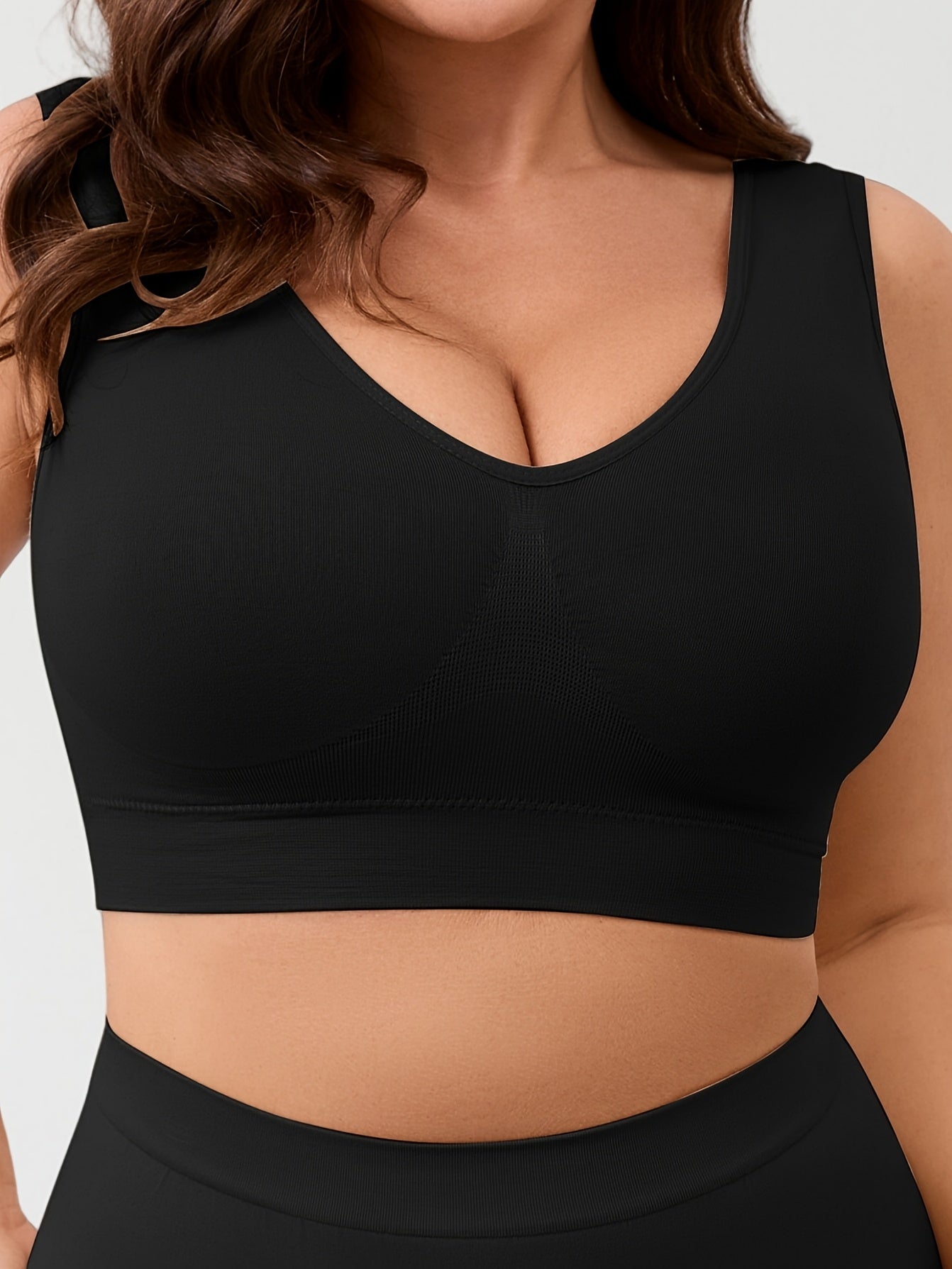 Women Seamless Wireless Sports Bra Plus Size Yoga Running Vest Double Layer