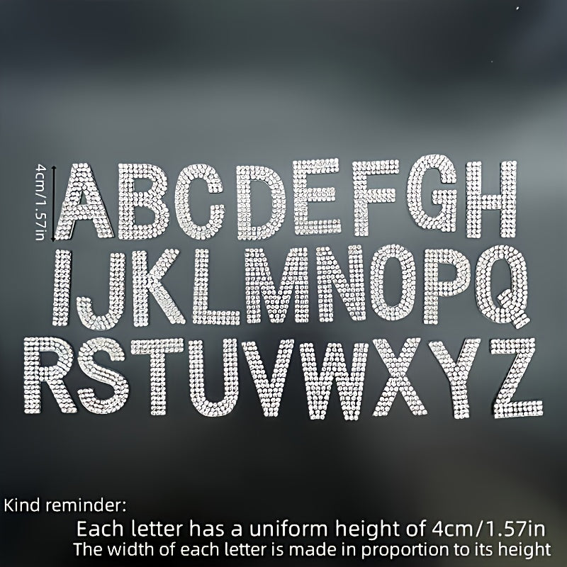 26 Pieces Self-Adhesive Silver Rhinestone Letters A-Z for DIY Clothing Shoes Hats Car Decor