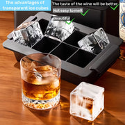 Silicone 8-Cube Ice Mold Tray Clear Square Ice Maker for Bars and Parties