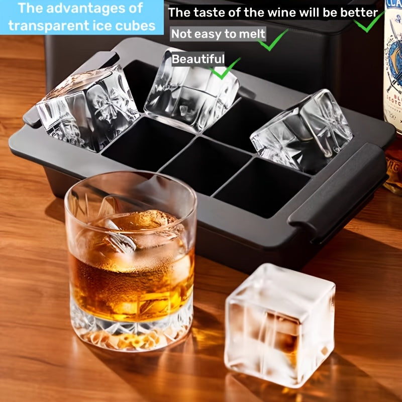 Silicone 8-Cube Ice Mold Tray Clear Square Ice Maker for Bars and Parties