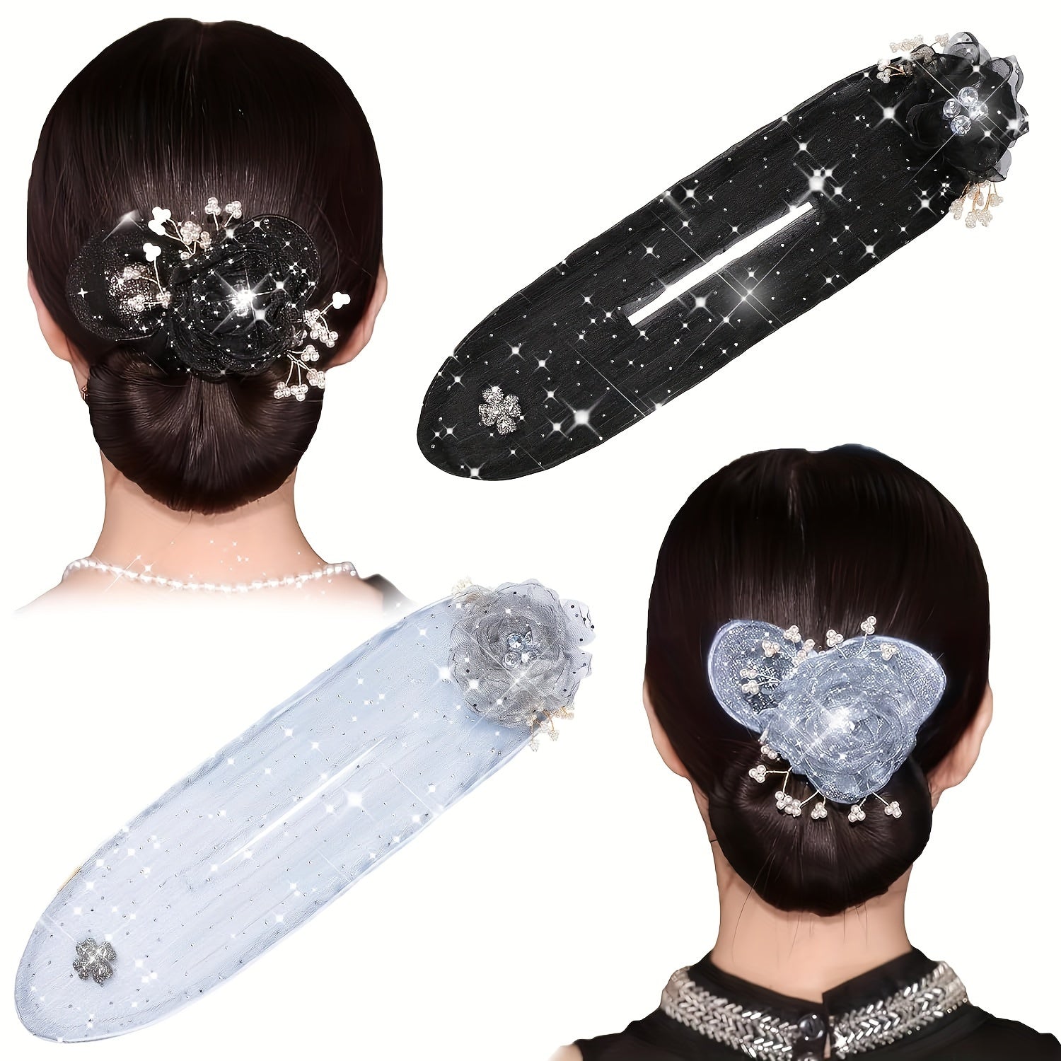 Hair Bun Styling Accessory for Women Satin Hair Donut with Elastic Band
