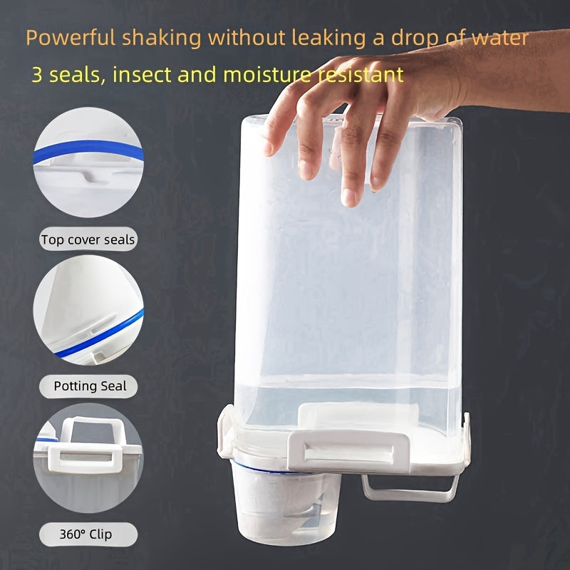 Food-Grade Plastic Rice Dispenser with Spout and Measurement Scale, Leak-Proof Dustproof Storage